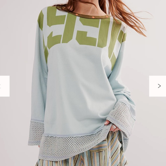 We The Free Tops - Free People | We The Free Courtside 1985 Graphic Long Sleeve Tee | Peach | M & L